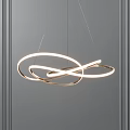 Modern Chandelier with Circular Intertwined Rings LED Lighting in Contemporary Grey Interior