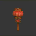 Red Decorative Lantern With Golden Characters And Hanging Tassel For Daily Use