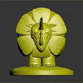 Low Poly Rhinoceros 3D Character Model With Geometric Shape And Gray Base Stand