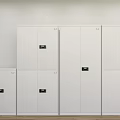 Modern White Bookcase Interior Design With Modular Cabinet Doors And Small Black Handles
