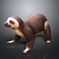 Realistic Sloth Figure With Brown And White Fur Standing Posture And Detailed Texture