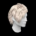 Game and Movie Character White Head With Blonde Short Messy Hairstyle On Black Background