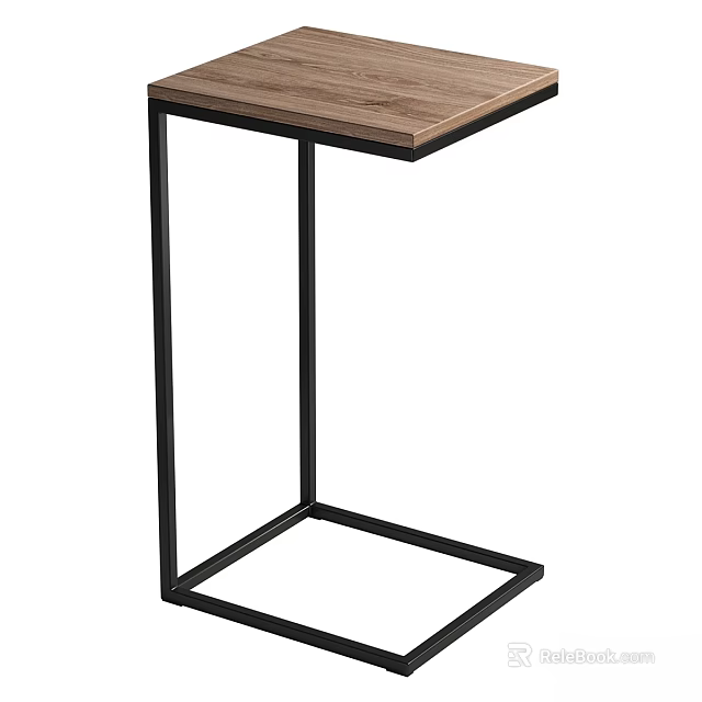 Modern Minimalist Dining Table With Wooden Top And Black Metal Frame 3d model 