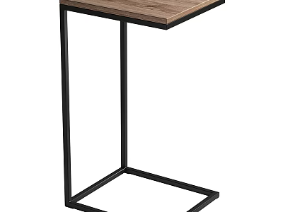 Modern Minimalist Dining Table With Wooden Top And Black Metal Frame 3d model