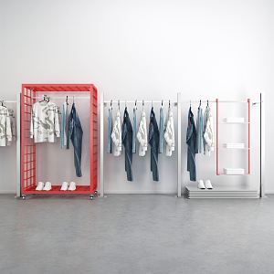 Modern Clothes Hanger Clothing Wall Display Rack 3d model