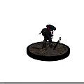 Armored Game And Movie Character With Blue Gold Armor Red Helmet Large Gun And Sword