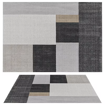 Square Area Rug With Geometric Color Block Patterns 3d model