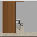 Sliding Wooden Barn Door In Modern Bedroom With White Wall And Light Colored Floor
