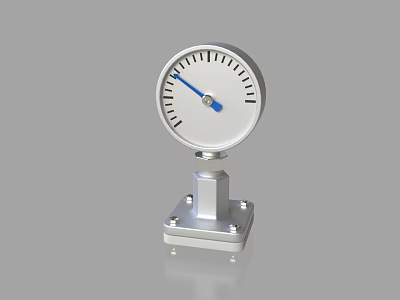 Silver Analog Clock With White Dial Blue Pointer And Metal Base Stand 3d model