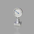 Silver Analog Clock With White Dial Blue Pointer And Metal Base Stand 3d model