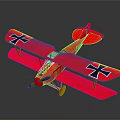Red Vintage Biplane Model With Black Crosses In Space Aerospace
