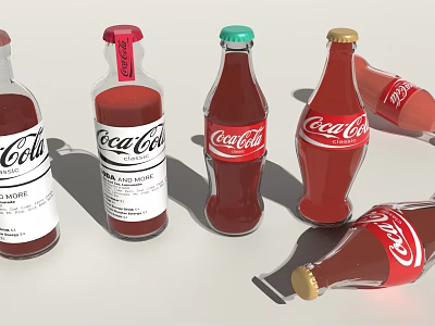 Variety Of Coca Cola Bottles With Distinct Designs 3d model
