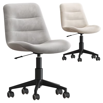 Two Modern Light Colored Office Chairs With Padded Backrest And Black Five Star Casters 3d model