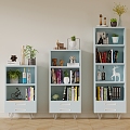 Bookcase Storage Cabinet Book Decoration Green Plant 3d model