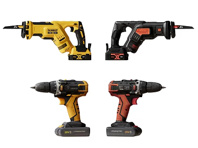 Different Types Of Power Tools Such As Reciprocating Saws And Drills 3d model