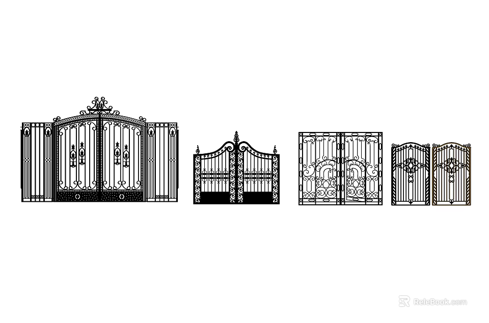 Wrought Iron Gates With Multiple Decorative Designs For Home And Garden 3d model 