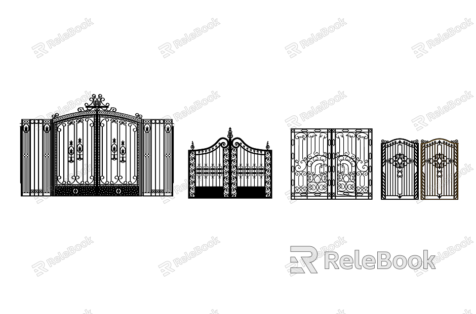 European-style gate carved railing group model