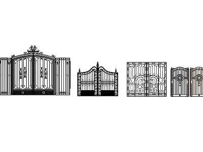 Wrought Iron Gates With Multiple Decorative Designs For Home And Garden 3d model