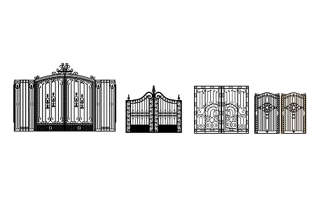 European-style gate carved railing group 3d model