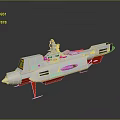 Weapon Military Ship Model With Silver Body Red Bottom Multiple Compartments And Top Structures