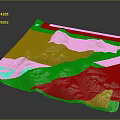 3D Map Displaying Natural Landscape With Snowy Mountains And Green Vegetation Valleys