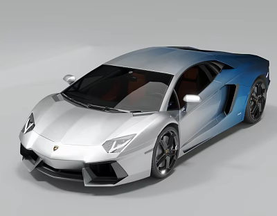 Lamborghini Sports Car With Silver Blue Gradient And Sleek Aerodynamic Body Design 3d model