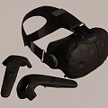 Black HTC VR Headset With Controllers For Immersive Digital Experience