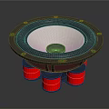 High Quality Audio Speaker With Black Frame White Diaphragm And Red Base Components 3d model