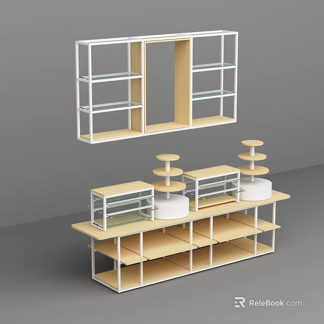 Baby Store Display Shelves With Glass Cabinets And Multi layer Racks 3d model 