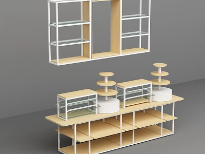 Baby Store Display Shelves With Glass Cabinets And Multi layer Racks 3d model