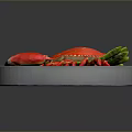Fresh Red Crab Cooked in a Pot with Green Vegetables and Delicious Broth