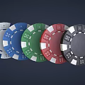 Assorted Colored Poker Chips Displayed In White Blue Green Red Black Hues Neatly Arranged