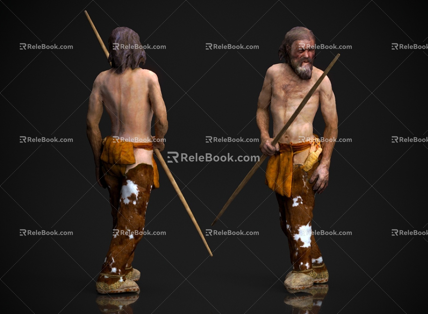 Savage primitive man figure hunting 3d model