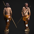 Savage primitive man figure hunting 3d model