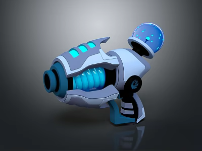 Sci Fi Style Weapon With Glowing Blue Elements Spherical Top And Grip Design 3d model