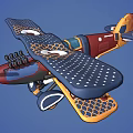 Three Colorful Vintage Biplane Fighter Planes Flying Together in Blue Sky