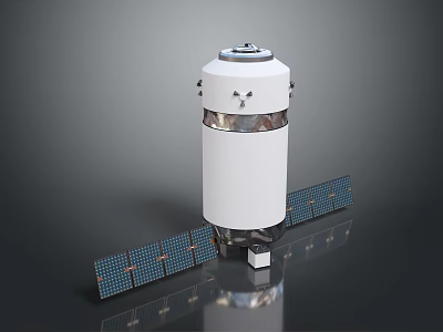 Advanced White Cylindrical Spacecraft Module With Solar Panels And Top Equipment 3d model