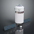 Advanced White Cylindrical Spacecraft Module With Solar Panels And Top Equipment 3d model