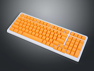 Modern Orange Keycaps White Frame Stylish Mechanical Computer Keyboard Design 3d model