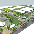 Innovative Commercial Complex Featuring Circular Buildings Green Roofs And Open Pedestrian Spaces