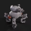 Futuristic Mechanical Weapon Platform With Turret Multiple Legs And Red Spherical Tank