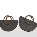 Elegant Gray Semicircular Handbags With Round Metal Handles And Modern Design