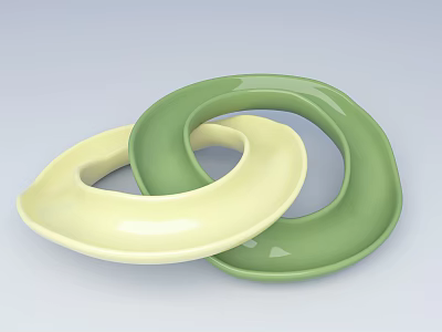 Decorative Garden Ornaments With Green And Cream Colored Circular Rings For Outdoor Decor 3d model