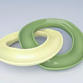 Decorative Garden Ornaments With Green And Cream Colored Circular Rings For Outdoor Decor