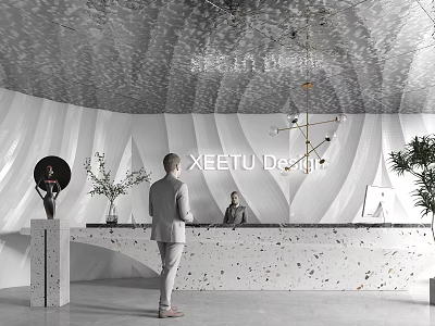 Sauna Shower Venue With Modern Reception Interior 3d model