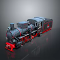 Vintage Black and Red Steam Train Model with Chimney and Detailed Classic Wheels