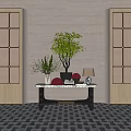 Modern CCD Hotel End View Table Ornaments Floriculture Moss Combination Tree Table Lamp Floriculture Green Plant Moss Ball Table 3d model