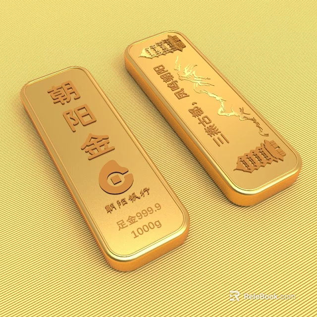 Shiny Gold Bars With 999.9 Pure Gold Purity And 1000 Grams Weight 3d model 