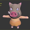 Cartoon Pig Game and Movie Character With Pink Ears Big Blue Eyes and Orange Outfit