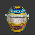 Car Racing Helmet Featuring Blue Yellow White Design Mild Seven Telemma Details